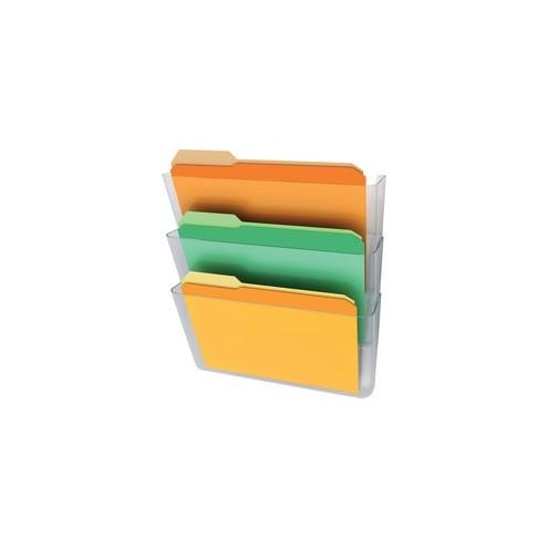 Deflecto Stackable DocuPocket - 3 Pocket(s) - 3 Compartment(s) - 14" Height x 13" Width x 4" Depth - Clear - 3 / Set