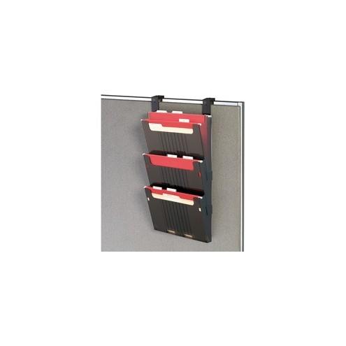 Deflecto Partition Pocket System - 3 Pocket(s) - 25" Height x 12.6" Width x 3.9" Depth - Smoke - 3 / Set