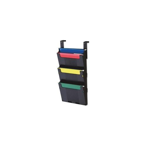 Deflecto Partition Pocket System - 3 Pocket(s) - 25" Height x 12.6" Width x 3.9" Depth - Black