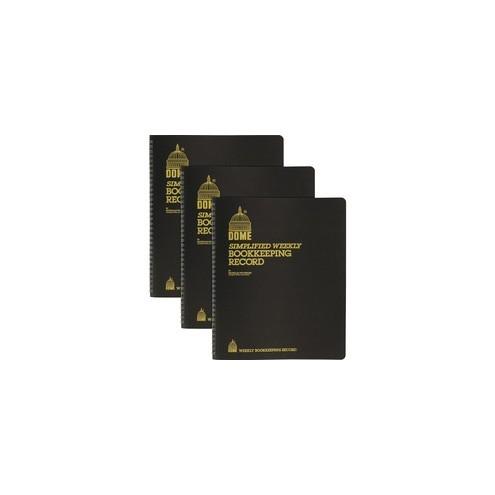 Dome Bookkeeping Record Book - 128 Sheet(s) - Wire Bound - 8 3/4" x 11 1/4" Sheet Size - Brown Cover - Recycled - 3 / Bundle