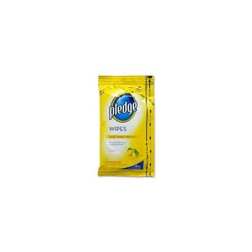 Diversey Pledge Furniture Wipe - Wipe - Lemon Scent - 18 / Pack - Yellow