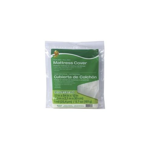 Duck Brand Twin / Full Bed Mattress Cover - 84" Length x 53" Width - Plastic - Clear - 1 Each