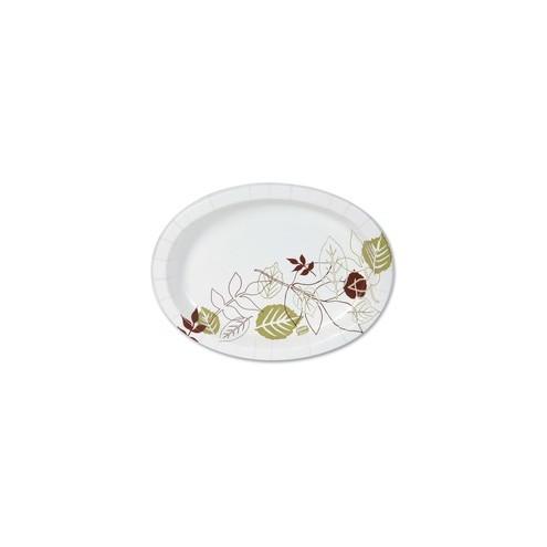 Dixie Ultra® Dixie Pathways Heavyweight Oval Platters - 11" Length 8.50" Width 5.50" Diameter Platter - Paper - Disposable - Microwave Safe - White, Brown, Green - 500 Piece(s) / Carton