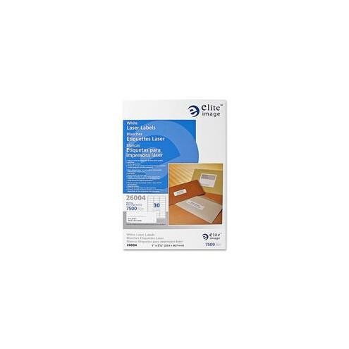 Elite Image White Mailing/Address Laser Labels - Permanent Adhesive - 1" Width x 2 5/8" Length - Laser - White - 7500 / Pack