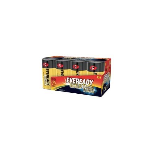 Eveready Gold Alkaline D Batteries - For Multipurpose - D - 1.5 V DC - Alkaline - 8 / Pack
