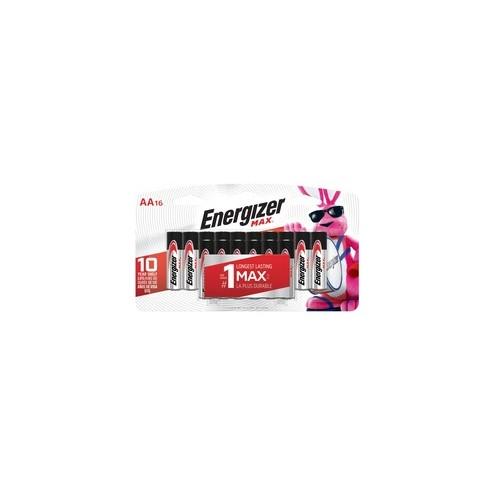 Energizer MAX Alkaline AA Batteries, 16 Pack - For Multipurpose - AA - 1.5 V DC - Alkaline - 16 / Pack