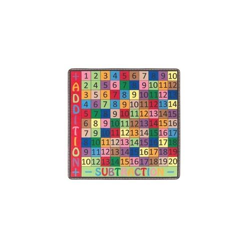 Flagship Carpets Math Collection Addition/Subtraction Rug - 48" Length x 48" Width - Square - Multicolor - Nylon