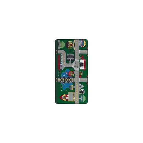 Flagship Carpets Places To Go Activity Rug - 108" Length x 72" Width - Rectangle - Multicolor - Nylon