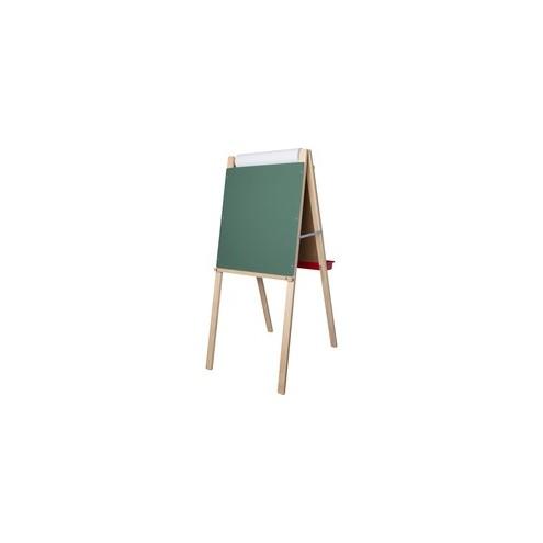 Flipside Child's Deluxe Double Easel - White/Green Surface - Solid Wood Frame - Rectangle - Floor Standing - Assembly Required - 1 Each