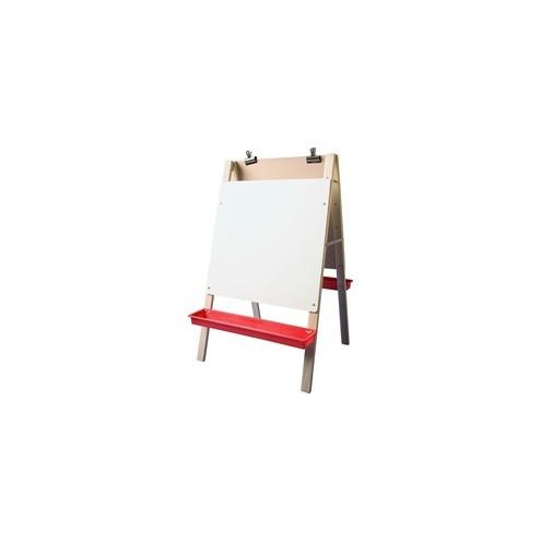 Flipside Dual Surface Preschool Easel - White Hardboard Surface - Hardwood Frame - Rectangle - Floor Standing - Assembly Required - 1 Each