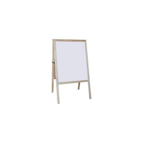 Flipside Dry-erase Board/Chalkboard Easel - Natural White/Black Surface - Hardwood Frame - Rectangle - 1 Each