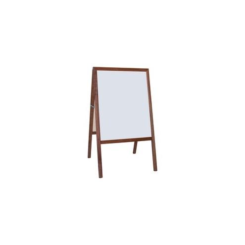 Flipside Dark Frame Signage Easel - Stained White/Black Surface - Hardwood Frame - Rectangle - 1 Each