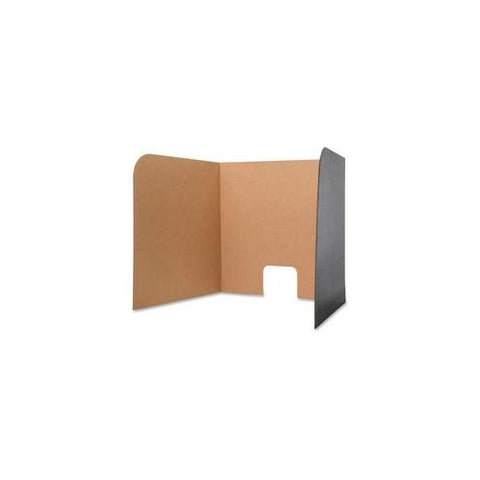 Flipside Computer Lab Privacy Screen - 62" Width x 22.5" Height62" Length - Corrugated - Black, Brown