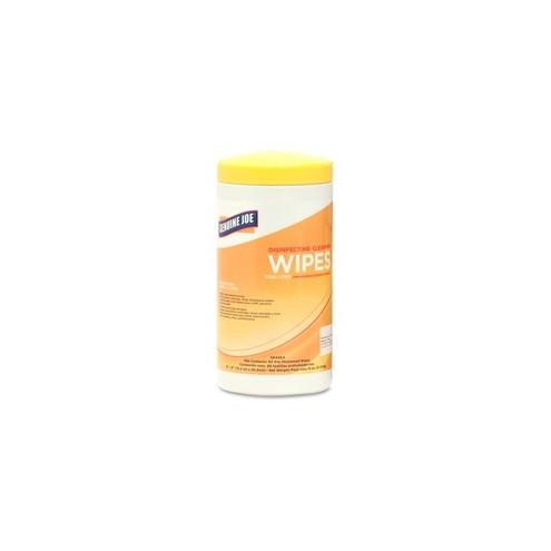 Genuine Joe Lemon Scent Disinfecting Cleaning Wipes - Wipe - Lemon Scent - 6" Width x 8" Length - 80 / Canister - 80 / Each - White