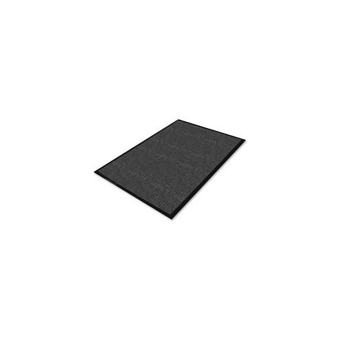 Genuine Joe Ribbed Indoor Wiper Mat - Warehouse, Indoor - 72" Length x 48" Width - Vinyl, Polypropylene - Charcoal