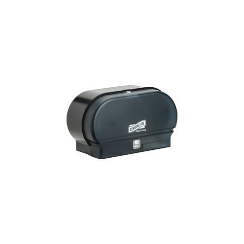 Genuine Joe Standard Bath Tissue Roll Dispenser - Manual - 2000 x Sheet, 2 x Roll - Black - Sliding Door