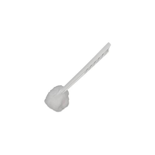 Genuine Joe Toilet Bowl Mop - 4.50" Head - 12" Plastic Handle - Durable, Scrubber Strip, Acid Resistant - 25 / Carton - White