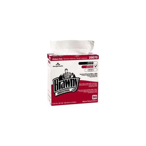 Brawny Industrial Brawny Medium Duty All purpose Wipers - 9.25" x 16.30" - White - Medium Duty, Absorbent, Soft - For Multipurpose - 90 Quantity Per Box - 900 / Carton
