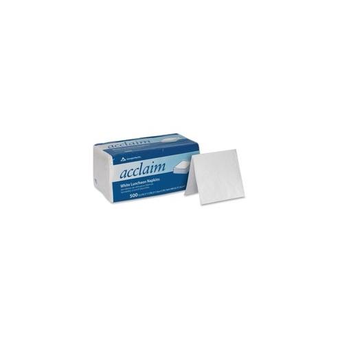 Acclaim White Luncheon Napkins - 1 Ply - Quarter-fold - 12.50" x 11.50" - White - Strong, Absorbent, Compostable - For Food Service - 500 Quantity Per Pack - 6000 / Carton