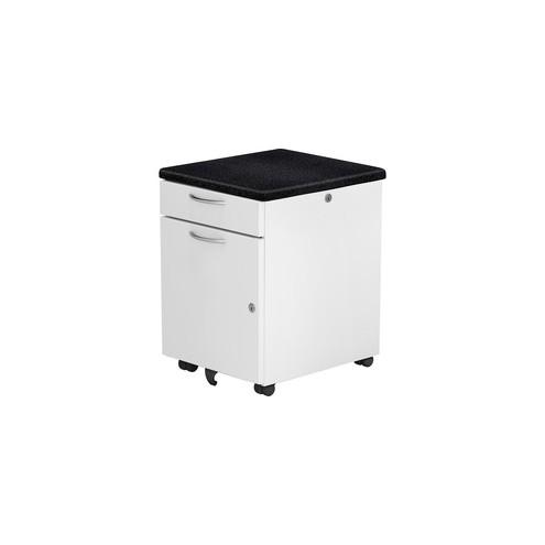 Great Openings Lester Personal Storage - 17.9" x 15.3" x 22.3" - Ball Bearing Slide, Grommet, Lockable, Storage Space - White - Steel