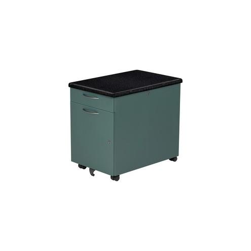 Great Openings Chester Personal Storage - 23.5" x 15.3" x 22.3" for File - Key Lock, Grommet - Green, Satin Nickel