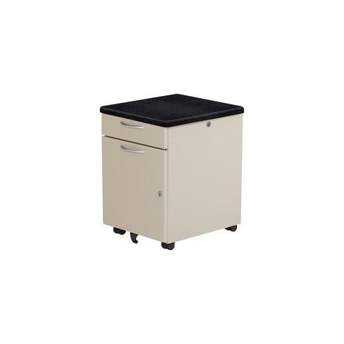 Great Openings Lester Personal Storage - 17.9" x 15.3" x 22.3" - Drawer Extension, Ball Bearing Slide, Grommet, Key Lock - Beige, Satin Nickel