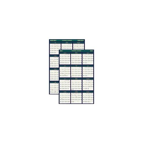House of Doolittle Reversible Planner - Julian Dates - 1 Year - January 2021, July 2020 till December 2021, June 2021 - 24" x 37" Sheet Size - 1.50" x 1" Block - Laminated - 1 Each