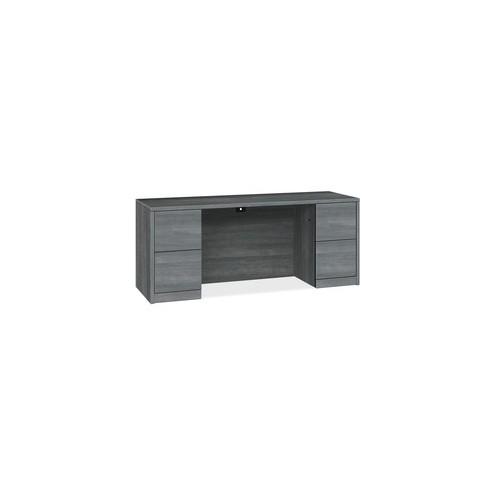 HON 10500 Series Sterling Ash Laminate Desking - 72" x 24" x 29.5" - 2 x File Drawer(s) - Flat Edge - Material: Wood, Laminate - Finish: Sterling Ash Laminate