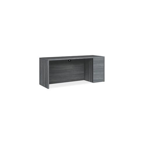 HON 10500 Series Sterling Ash Laminate Desking - 72" x 24" x 29.5" - 2 x File Drawer(s) - Single Pedestal on Right Side - Flat Edge - Material: Wood, Laminate - Finish: Sterling Ash Laminate