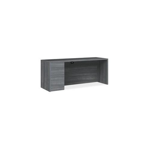 HON 10500 Series Sterling Ash Laminate Desking - 72" x 24" x 29.5" - 2 x File Drawer(s) - Single Pedestal on Left Side - Flat Edge - Material: Wood, Laminate - Finish: Sterling Ash Laminate