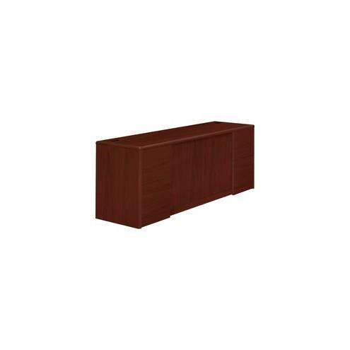 HON 10700 Series Double Ped Credenza - 4-Drawer - 72" x 24" x 29.5" - 4 x File Drawer(s) - 2 Door(s) - Double Pedestal - Waterfall Edge - Material: Wood - Finish: Laminate, Mahogany