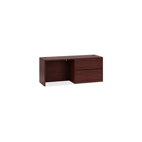 HON 10700 Series Right Credenza, 72"W - 2-Drawer - 72" x 24" x 29.5" - 2 x File Drawer(s) - Single Pedestal on Right Side - Waterfall Edge - Material: Wood - Finish: Laminate, Mahogany