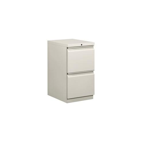 HON Brigade Mobile Pedestal, 19-7/8"D - 2-Drawer - 15" x 19.9" x 28" - 2 x Drawer(s) for File - Letter - Security Lock - Light Gray - Recycled