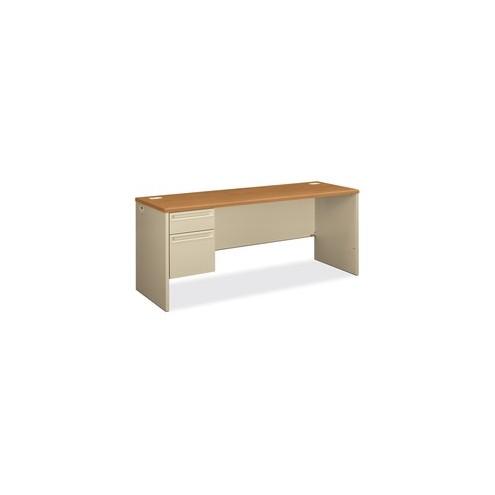 HON 38000 Series Left Pedestal Credenza - 2-Drawer - 72" x 24" x 29.5" - 2 x Box Drawer(s), File Drawer(s)Left Side - Radius Edge - Material: Steel - Finish: Harvest Cherry, Laminate, Putty
