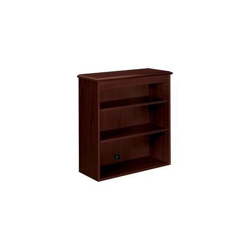 HON 94000 Series Bookcase Hutch - 35.8" x 14.3" x 37" - 3 Shelve(s) - Traditional Edge - Material: Particleboard, Brass, Metal - Finish: Mahogany, High Pressure Laminate (HPL)