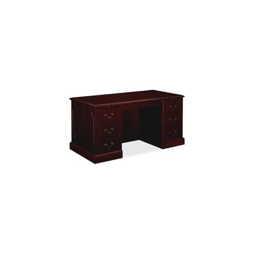 HON 94000 Series Double Pedestal Desk - Laminated Rectangle Top - 4 Drawers - 30" Table Top Length x 60" Table Top Width x 1.13" Table Top Thickness - 29.50" Height - Mahogany