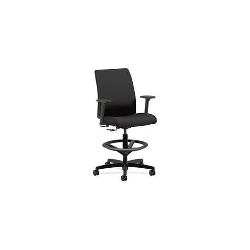 HON Ignition Task Stool - Fabric Seat - 5-star Base - Black - 19" Seat Width x 16" Seat Depth - 27.5" Width x 27.5" Depth x 53" Height - 1 Each