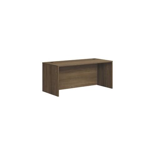 HON Foundation Desk Shell, 66"W - 66" x 30" x 29"Desk Shell, 1" End Panel, 1" Top - Finish: Pinnacle, Thermofused Laminate (TFL), Black Grommet