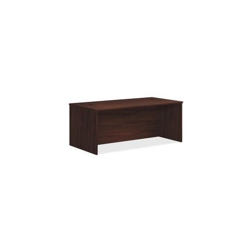 HON Foundation Desk Shell, 72"W - 72" x 36" x 29"Desk Shell, 1" End Panel, 1" Top - Finish: Mahogany, Thermofused Laminate (TFL), Black Grommet