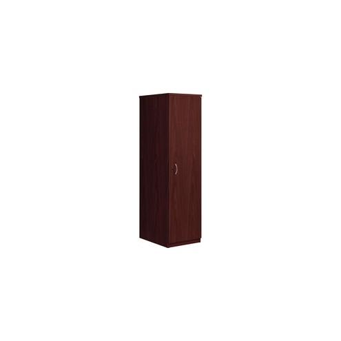 HON Foundation Wardrobe Cabinet 65"H - 1" End Panel, 1" Top, 18" x 24" x 65" - Material: Metal Handle - Finish: Mahogany, Thermofused Laminate (TFL) Surface, Silver Handle