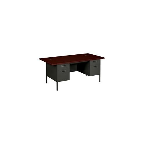 HON Metro Classic Double Pedestal Desk - Laminated Rectangle Top - 4 Drawers - 72" Table Top Width x 36" Table Top Depth - 29.50" Height - Assembly Required - Charcoal