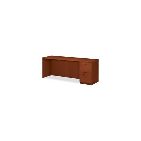 HON Park Avenue Credenza - 72" x 24" x 29" x 1.1" - Single Pedestal on Right Side - Tri-oval Edge - Material: Particleboard - Finish: Henna Cherry, Laminate