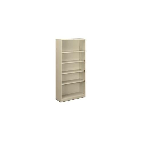 HON Brigade 5-Shelf Steel Bookcase - 71" Height x 34.5" Width x 12.6" Depth - Recycled - Putty - Steel - 1 / Each
