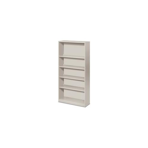 HON Brigade 5-Shelf Steel Bookcase - 34.5" x 12.6" x 71" - 5 x Shelf(ves) - 410 lb Load Capacity - Rust Resistant, Heavy Duty - Light Gray - Baked Enamel - Steel - Recycled