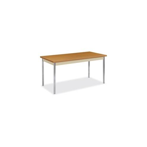 HON Utility Table, 60"W x 30"D - Melamine Rectangle Top - 60" Table Top Length x 30" Table Top Width x 1.13" Table Top Thickness - 29" Height - Assembly Required - Laminated, Putty