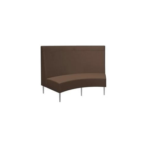 HPFI Eve Banquette Loveseat - 74.5" x 36.5" x 52.8" Loveseat, 63.5" x 20" x 19.5" Seat, 33.8" Back - Material: Hardwood Frame, Foam, Fabric - Finish: Brushed Anodized Aluminum Leg, Brown