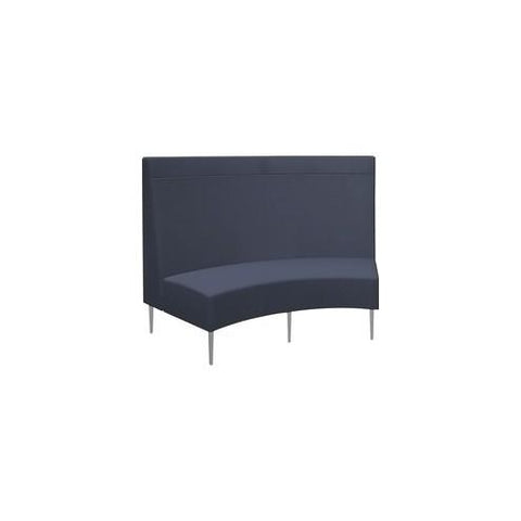 HPFI Eve Banquette Loveseat - 74.5" x 36.5" x 52.8" Loveseat, 63.5" x 20" x 19.5" Seat, 33.8" Back - Material: Hardwood Frame, Foam, Fabric - Finish: Brushed Anodized Aluminum Leg, Navy