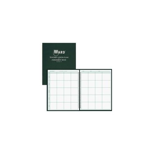 Ward Teacher's 8-period Lesson Plan Book - 9 Month - 8 1/2" x 11" Sheet Size - Wire Bound - White, Dark Green - Reference Calendar, Durable, Memo Section - 1 Each