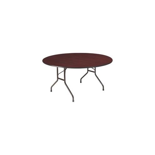 Iceberg Premium Wood Laminate Folding Table - Mahogany Round, Melamine Top - 0.75" Table Top Thickness x 60" Table Top Diameter - Steel, Wood