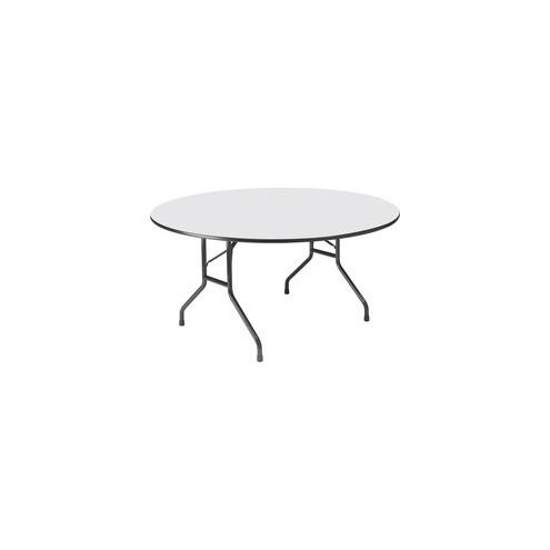 Iceberg Premium Wood Laminate Folding Table - Gray Round, Melamine Top - 0.75" Table Top Thickness x 60" Table Top Diameter - Steel, Wood
